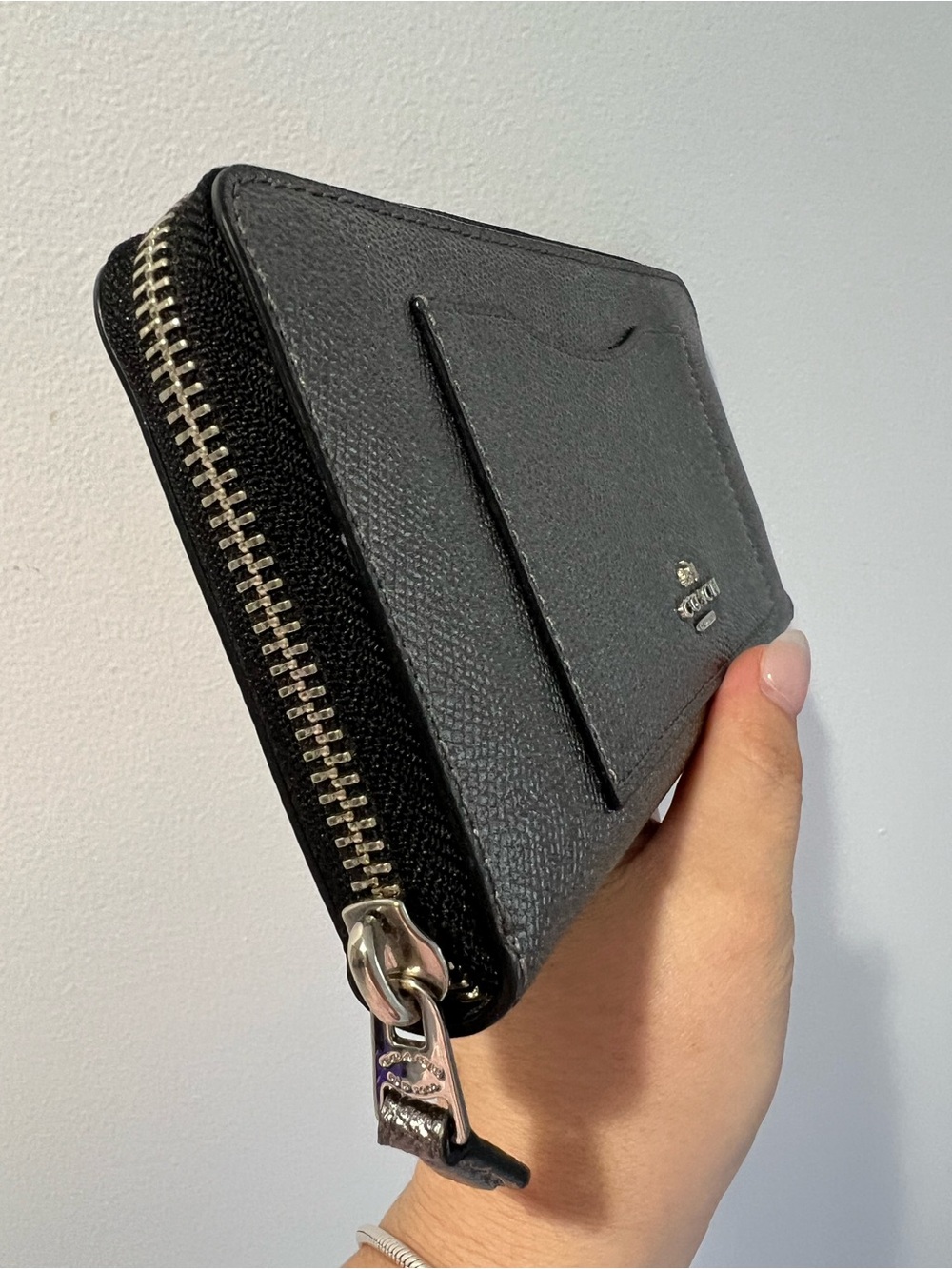 Coach Metallic Charcoal Zip Wallet - Picture 6 of 7
